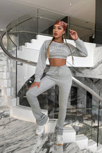 Load image into Gallery viewer, Graphic Dropped Shoulder Cropped Top and Stacked Pants Set
