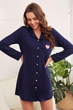 Load image into Gallery viewer, Heart Graphic Lapel Collar Night Shirt Dress
