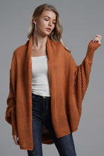 Load image into Gallery viewer, Dolman Sleeve Open Front Ribbed Trim Longline Cardigan
