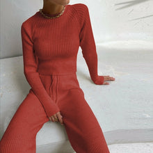 Load image into Gallery viewer, Ribbed Lace up Knitted Two Piece Set
