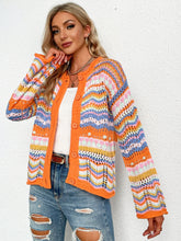 Load image into Gallery viewer, Chevron Stripes Openwork Cardigan
