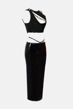 Load image into Gallery viewer, PU Leather Cutout Cropped Top and Maxi Skirt Set
