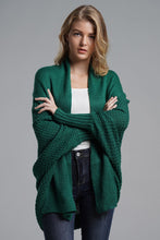 Load image into Gallery viewer, Dolman Sleeve Open Front Ribbed Trim Longline Cardigan
