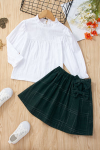 Girls Ruffle Collar Blouse and Skirt Set