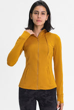 Load image into Gallery viewer, Zip Up Drawstring Detail Hooded Sports Jacket

