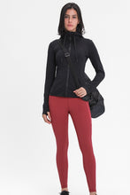 Load image into Gallery viewer, Zip Up Drawstring Detail Hooded Sports Jacket
