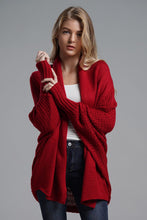 Load image into Gallery viewer, Dolman Sleeve Open Front Ribbed Trim Longline Cardigan
