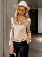 Load image into Gallery viewer, Chain Detail V-Neck Satin Top
