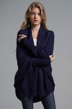 Load image into Gallery viewer, Dolman Sleeve Open Front Ribbed Trim Longline Cardigan
