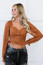 Load image into Gallery viewer, Chocolate USA Lace Corset Flounce Sleeve Cropped Top
