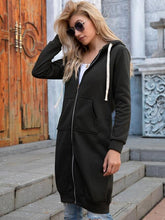 Load image into Gallery viewer, Double Take Full Size Zip-Up Longline Hoodie with Pockets
