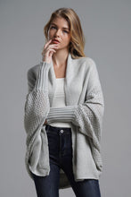 Load image into Gallery viewer, Dolman Sleeve Open Front Ribbed Trim Longline Cardigan
