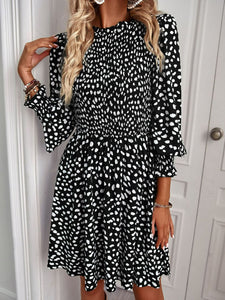 Printed Puff Sleeve Smocked Dress