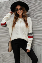 Load image into Gallery viewer, Feeling You Best Striped Cable-Knit Round Neck Sweater
