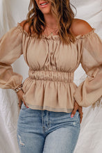 Load image into Gallery viewer, Frill Trim Off-Shoulder Elastic Waist Blouse
