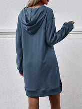 Load image into Gallery viewer, Slit Long Sleeve Hooded Dress with Pocket
