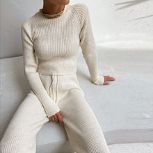 Load image into Gallery viewer, Ribbed Lace up Knitted Two Piece Set
