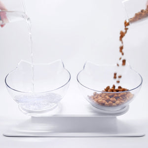 Pet Food and Water Bowls With Raised Stand - Two