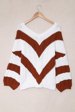 Load image into Gallery viewer, Chevron Cable-Knit V-Neck Tunic Sweater
