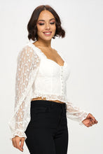 Load image into Gallery viewer, Chocolate USA Lace Corset Flounce Sleeve Cropped Top
