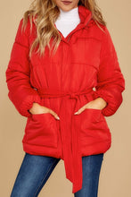 Cargar imagen en el visor de la galería, Chaqueta acolchada roja de invierno para mujer
