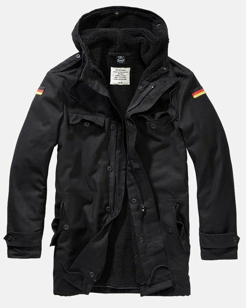 Men's Heavy Winter Flag Parka Coat-Black