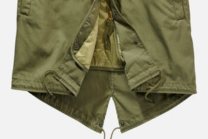 Parka con cordón de estilo militar para hombre - Verde oliva