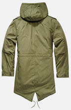 Cargar imagen en el visor de la galería, Parka con cordón de estilo militar para hombre - Verde oliva
