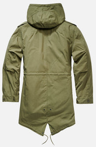 Parka con cordón de estilo militar para hombre - Verde oliva