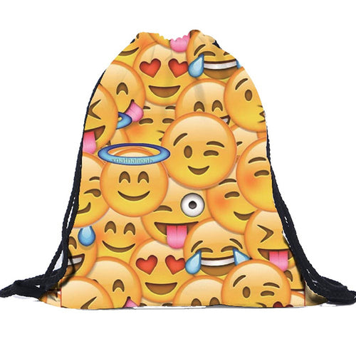 Bolsa unisex con cordón y diseño de emoji en 3D 