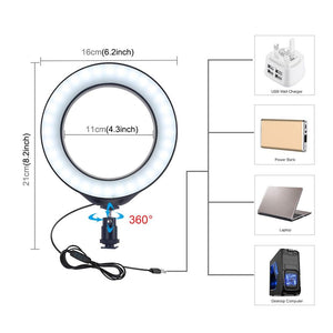 Video Light Dimmable LED Selfie Ring Light USB Photography Light