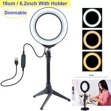 Load image into Gallery viewer, Video Light Dimmable LED Selfie Ring Light USB Photography Light
