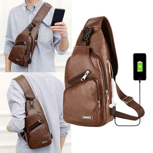 PU Shoulder bag USB Charging Anti Theft Chest Bag