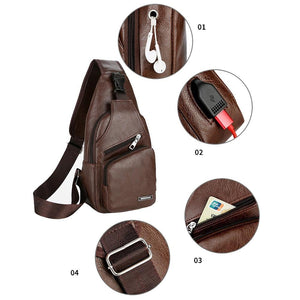 Bolso de hombro de PU con carga USB, antirrobo