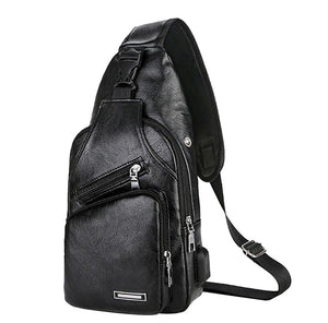 Bolso de hombro de PU con carga USB, antirrobo