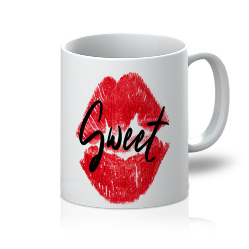 Sweet Kiss Red Lipstick Black Graphic Text Style 11Oz Mug