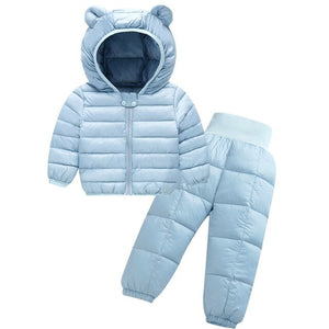 children's winter down two piece ski jump suit