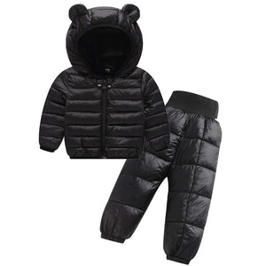 children's winter down two piece ski jump suit