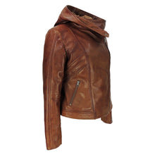 Load image into Gallery viewer, High Fashion Women&#39;s Hooded Leather Jacket
