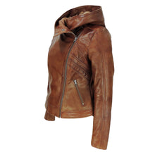 Load image into Gallery viewer, High Fashion Women&#39;s Hooded Leather Jacket
